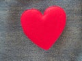 Red heart on fabric Royalty Free Stock Photo