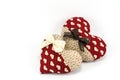 Red Heart family with white and brown bows on white background Royalty Free Stock Photo