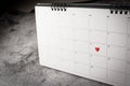 Red Heart in February 14 on the calendar, Valentine`s day