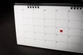 Red Heart in February 14 on the calendar, Valentine`s day