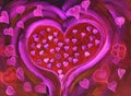 Red heart filled with pink harts. Royalty Free Stock Photo