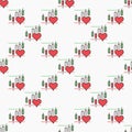 Red Heart and Financial Chart vector colored seamless pattern Royalty Free Stock Photo
