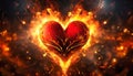 red heart with fire background Royalty Free Stock Photo