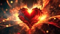 red heart with fire background Royalty Free Stock Photo