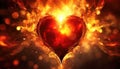 red heart with fire background Royalty Free Stock Photo