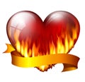 Red heart on fire Royalty Free Stock Photo