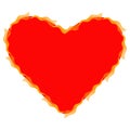 Red heart on fire Decorative vector illustration Royalty Free Stock Photo