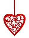 Red heart with floral ornament Royalty Free Stock Photo