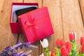 Red heart, flower and gift box Royalty Free Stock Photo