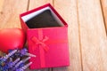Red heart, flower and gift box Royalty Free Stock Photo