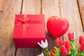 Red heart, flower and gift box Royalty Free Stock Photo