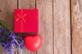 Red heart, flower and gift box Royalty Free Stock Photo