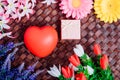 Red heart, flower and gift box Royalty Free Stock Photo