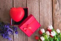 Red heart, flower and gift box Royalty Free Stock Photo