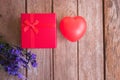 Red heart, flower and gift box Royalty Free Stock Photo