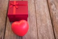 Red heart, flower and gift box Royalty Free Stock Photo