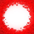 Red heart frame. Heart confetti frame for banner. St. Valentines day hearts background. Vector illustration Royalty Free Stock Photo