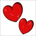 Red heart free drawing-cartoon vector