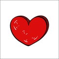 Red heart free drawing-cartoon vector. Valentine`s day