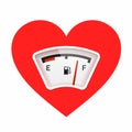 Red heart with fuel gauge, love meter Royalty Free Stock Photo