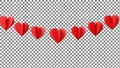 Red Heart Garland on Transparent Background Royalty Free Stock Photo