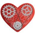 Red heart with gears. Royalty Free Stock Photo