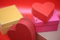 Red heart gift box in the valentine day Royalty Free Stock Photo