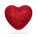 Red heart with glitter texture isolated on white background. Heart shape. Royalty Free Stock Photo