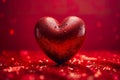 Red heart with glitter. Valentine's Day picture with beautiful bokeh effect. Postcard, greeting card design. I Love Royalty Free Stock Photo