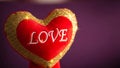 Red Heart with Gold Glitter and Love Text Royalty Free Stock Photo