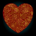 Red heart with gold Indian patterns on a black background Royalty Free Stock Photo