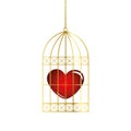 Red heart in a golden bird cage Royalty Free Stock Photo