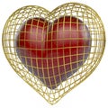 Red heart in golden cage