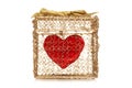 Red heart in a golden gift box Royalty Free Stock Photo