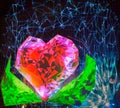 Red heart with green leafs - digital laser show
