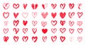 Red heart hand drawn. Icon cute doodle love. vector illustration Royalty Free Stock Photo