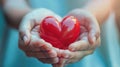 The red heart in hands.AI generated image Royalty Free Stock Photo