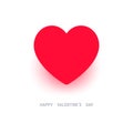 Red heart. Happy Valentine`s day text, romance simple gift, love symbol, greeting card, Vector illustration, banner