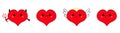 Red heart head face emotion icon set line. Devil Angel Evil Amour. Trident horn wing nimbus. Cute cartoon kawaii character. Happy Royalty Free Stock Photo