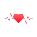 Red heart with heartbeat diagram symbol Royalty Free Stock Photo