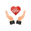 Red heart with heartbeat diagram symbol. Vector illustration Royalty Free Stock Photo