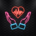 Red heart with heartbeat diagram symbol. Vector illustration Royalty Free Stock Photo