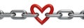 Red heart held by a steel chain Royalty Free Stock Photo