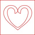 Red heart hollow outline vector. Drawn love icon isolated on white background.