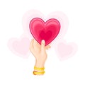 Red Heart in Human Hand as Romantic Feeling Symbol Vector Illustration Royalty Free Stock Photo