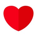 Red heart icon folded in half. Valentines day, symbol of love.