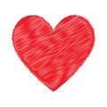 Red heart icon, love , red valentine drawing over white Royalty Free Stock Photo