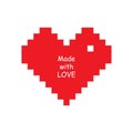 Red heart icon in pixel style on white background Royalty Free Stock Photo