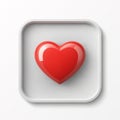 Red heart icon in white frame. Dating app icon. Concept of love, declarations of love for valentine\'s day