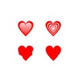 Set of hearts icon, heart drawn hand - stock vector. Set of heart of basic shapes. Royalty Free Stock Photo